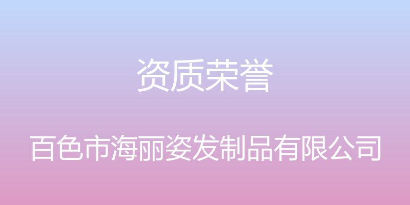 资质荣誉 - 百色市海丽姿发制品有限公司